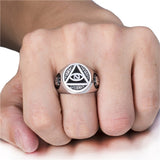 Mens Stainless Steel Ring Illuminati The All-seeing-eye illunati pyramid/eye symbol Biker Jewelry Size 7-15 - webtekdev