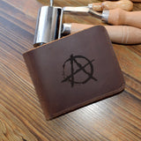 Genuine Leather Wallet Male Anarchy Punk Rock Bedlam Evil Anarchist War Rocker Anarchism Vintage Handmade Gift Purse Wallets (brown wallet) - webtekdev
