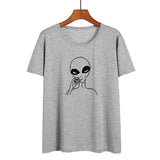 Funny T Shirts Women Clothes 2019 Tumblr Harajuku Alien Smoke Weed Printing T-shirt Korean Fashion Graphic Tees Women Tops - webtekdev