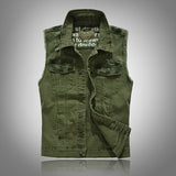 DIMUSI Camouflage Men Denim Vest Vintage Sleeveless washed jeans waistcoat Man Military Slim Fit Vest Cowboy ripped Jacket,YA627 - webtekdev