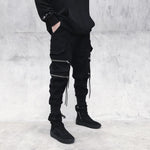 New Hip Hop Streetwear Joggers Men Black Zipper Ribbons Harem Pants Cotton Casual Slim Street Style Ankle Length Sweatpants Men - webtekdev