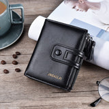 JINBAOLA Men Wallet Brand Wallet Double Zipper&Hasp Design Small Wallet  Male High Quality - webtekdev