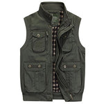 LONMMY 6XL 7XL Sleeveless jacket men vest 100% cotton Military style vests for men streetwear Outerwear army green Khaki New - webtekdev