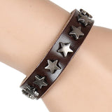 ZMZY Snap Punk Rock Wrap Leather Bracelet Men Vintage Star Spikes Rivet Gothic Wide Cuff Bracelets For Women Jewelry - webtekdev