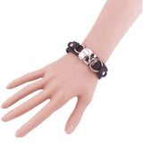 New Fashion Leather Bracelet Mens Cuff Skull Bracelet Bangles Wristband Jewelry (1pc) - webtekdev