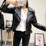 FTLZZ New Autumn Women Pu Leather Jacket Woman Zipper Short Coat Female Black Punk Faux Leather Outwear - webtekdev