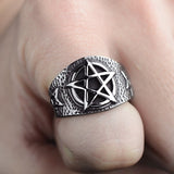 RIR New Store Retro Stainless Steel Wicca Ring High Quality Pentagram Punk Gothic Biker Style Ring For Men Fashion Jewelry Gift - webtekdev