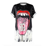 Usa Apparel 2017 Summer 3D Residual Tooth Big Tongue Women Printed Tees Short Sleeve O-neck Casual T-shirts Loose Top Shirt - webtekdev