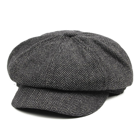 Vintage Style Men's Panel Tweed Newsboy Caps Formfitting Driving Hat Khaki Gray - webtekdev