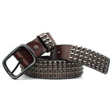 Genuine Leather 4-Row Studded Belt - webtekdev