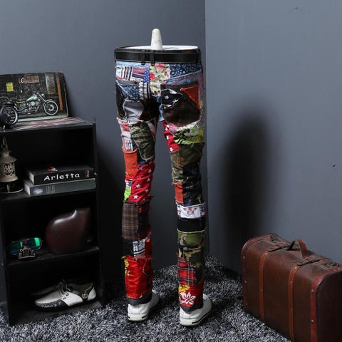 Autumn Split Joint Personality Leisure Time Jeans Male Beggar Pants Long Pants Trend Directly Canister Self-cultivation Youth - webtekdev
