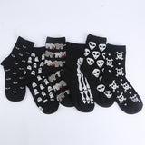 Modeager Fashion Hip hop Black Color Skeleton Alien Halloween Cool Women Socks Cotton Soft Summer Thin Novelty Socks for Women - webtekdev