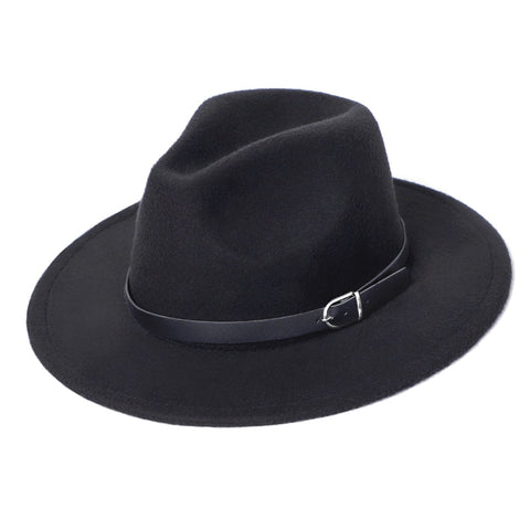 Fedora Hat Men Women Imitation Woolen Winter Women Felt Hats Men Fashion Black Top Jazz Hat Fedoras Chapeau Sombrero Mujer 2019 - webtekdev