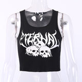 Raisevern 2019 Summer New Punk Style Navel Camis Gothic Vest ETERNAL Print Sexy Streetwear Women - webtekdev