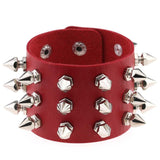 3-Rows Stud Spikes Leather Wristband Bracelet - webtekdev