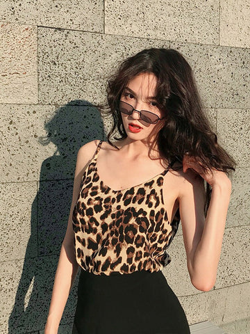 Woman Vest Sexy Strap Sleeveless Leopard Print Tank Top Chic Fashion Slim Short Club Vests 2020 Summer New - webtekdev