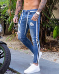 New Skinny Jeans men Streetwear Destroyed Ripped Jeans Homme Hip Hop Broken modis male Pencil Biker Embroidery Patch Pants - webtekdev