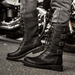 Mens Anckle Boots Flat Low Heel Lace Up Westerm Combat Boots Retro Buckles Motorcycle Boots Snow Boots zapatos de hombre - webtekdev