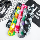 New Personality Printing White Maple Leaves Men Colorful Cotton Socks Hip Hop Street Skater Sock Male Autumn Winter - webtekdev