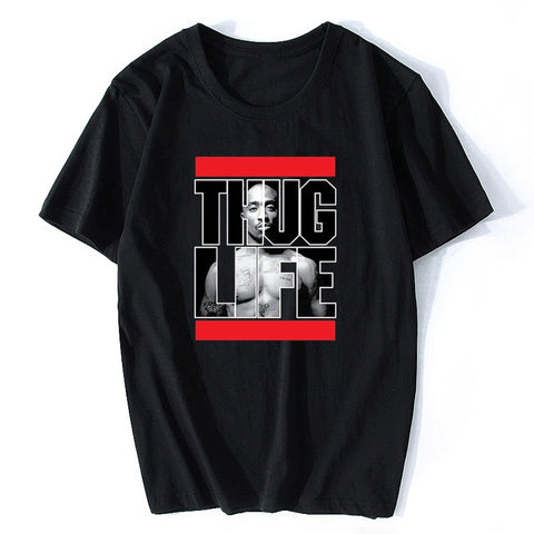 Fashion Men's Summer T-shirt Tupac 2pac Thug Life Rap Hip-Hop Artist Tupac Shakur T-Shirt O Neck Rock Music Tee Shirt - webtekdev