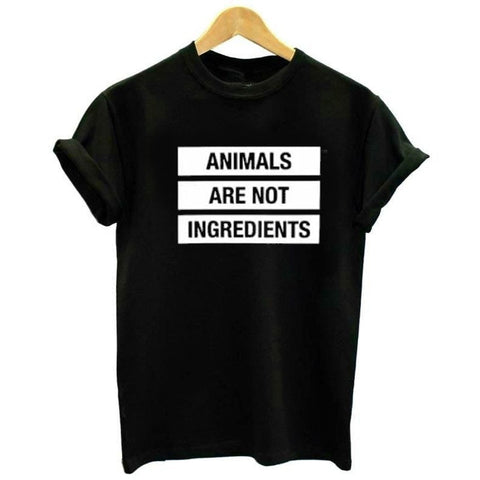 ANIMALS ARE NOT INGREDIENTS Basic Vegan T shirt Woman Tee Shirt Harajuku Tshirt Women's T shirts Casual T-shirts - webtekdev