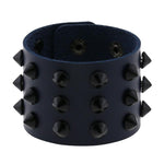 Black Spiked Rivets Stud Wide Cuff Leather Punk Gothic Rock Unisex Bangle Harness Wristband Bracelets for Women Men Emo Jewelry - webtekdev