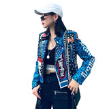 Fashion Rivets Leopard Women Pu Leather Jacket Gothic Style Streetwear Letter Print Short Jacket Motorcycle Leather Coat - webtekdev