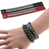 Multilayers Rock Spikes Rivet Chains Gothic Punk Wide Cuff Leather Bracelet Bangle Fashion Men Bracelets Jewelry - webtekdev