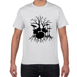 Drums tree funny TShirt men cool Man Drummer loose cotton Vintage Graphic Music Novelty streetwear men t shirt men homme clothes - webtekdev