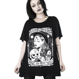 Raisevern 2019 New Fashion Gothic Casual Loose Tee Tide Printing Dark Black Loose T-shirt Hip Hop Harajuku Style - webtekdev