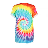 ISTider Tie-Dyed T Shirt Rainbow Color "BORED" Letters Print Hip Hop T-Shirt for Women Men Girls Boys Fashion Tops Streetwear - webtekdev