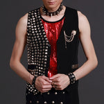 New 2019 Men's Clothing Personality trend vest costumes punk rock scene hip-hop nightclub coat singer costumes - webtekdev