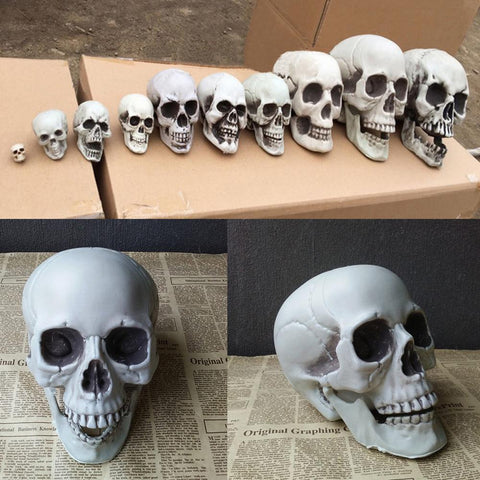 Halloween Decorations Artificial Skull Head Model Plastic Skull Bone Scary Horror Skeleton Party Bar Ornaments Statues - webtekdev