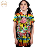 ISTider New Hipster Teen Boys Girls T-Shirts Tie-Dyed Streetwear Rot Your Brain Letters Printed Skulls T Shirts Women Men Tops - webtekdev