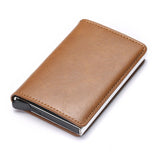 BISI GORO 2020 Credit Card Holder Men And Women Metal RFID Vintage Aluminium Box Crazy Horse PU Leather Fashion Card Wallet - webtekdev