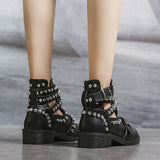 SAGACE Spring Autumn Fashion Ankle Boots For Women High Heels Casual Studs Buckle Punk Gothic Platform Shoes - webtekdev