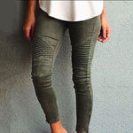 Autumn Casual Slim Fit Skinny Boyfriend Jeans Women Pleated Distressed Stretchy Denim Pants Pencil Trousers - webtekdev