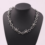 1 Set Men's Punk Gothic Necklaces&Bracelets Set Alloy Barbed Wire Brambles Necklace&Bracelet Jewelry Hip-pop Choker&Bangle - webtekdev