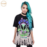 ISTider Hot Sale WEIRD Alien T-Shirt 2019 Summer Casual Loose Tops T Shirt Women Men Hip Hop Couple Clothes Streetwear Plus Size - webtekdev