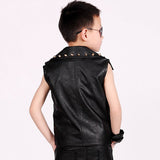 Boys Hip Hop Costume Black Jacket Studded Vest Coat Jazz Dance Performance Wear Street Dancing Clothes Kids Stage Outfit DN5140 - webtekdev