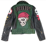 2019 autumn spring graffiti studs Women pu Leather Jacket Punk Style Biker Motorcyle Jackets and Coats Streetwear - webtekdev