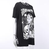 Raisevern 2019 New Fashion Gothic Casual Loose Tee Tide Printing Dark Black Loose T-shirt Hip Hop Harajuku Style - webtekdev