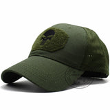LIBERWOOD Punisher Skull Multicam Operator Cap Men Mesh summer Fitted Tactical Cap Special Force Sniper SWAT Hat place patch OD - webtekdev