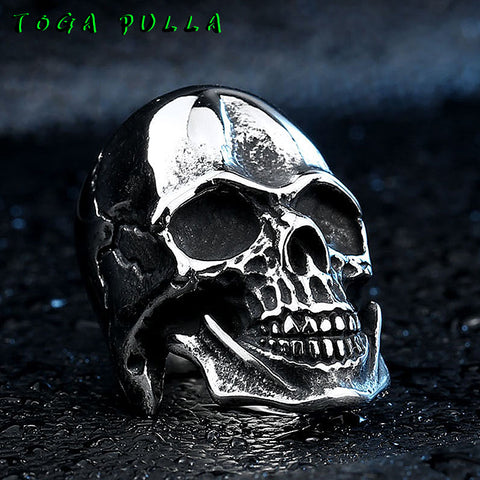 Heavy Metal Punk Gothic Skull Ring For Men Vintage Motorcycle Rings Cool Stainless Steel Biker Jewelry For Men Boys - webtekdev