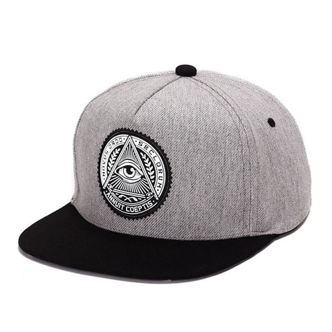 New 2019 Fashion Round Label Triangle Eye Illuminati Snapback Hats Women Adjustable Baseball Cap Men Snapbacks Hip Hop Hat - webtekdev