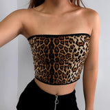 Leopard Printed Crop Top Women Camis Tank Tops Sexy Fashion Tank Tops Vest Halter Off Shoulder Camisole - webtekdev