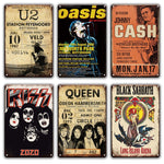 Rock N Roll Metal Poster TIn Sign Vintage Doors Kiss Queen Band Metal Sign Chic Man Cave Home Metal Wall Decor - webtekdev