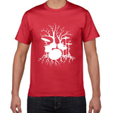 Drums tree funny TShirt men cool Man Drummer loose cotton Vintage Graphic Music Novelty streetwear men t shirt men homme clothes - webtekdev