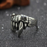 Domineering Silver Stainless Steel Men Animal Teeth Biker Ring Personalized Devil Teeth Punk Gothic Rings For Male Jewelry Gift - webtekdev