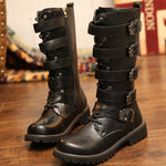 Men's Leather Motorcycle Boots Long riding boots Military Combat Boots Gothic Punk Boots Men Shoes Tactical Army Boot - webtekdev